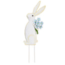 Hop Into Spring Garden Stake, Floral Bunny Metal Garden Stake, Asst of 3, CDU