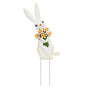 Hop Into Spring Garden Stake, Floral Bunny Metal Garden Stake, Asst of 3, CDU