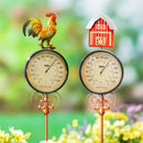 Hillside Pasture Metal Farmhouse/Rooster Thermometer Garden Stake 36"H, 2 Assorted, 12PCS CDU