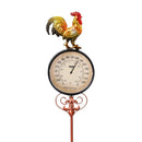 Hillside Pasture Metal Farmhouse/Rooster Thermometer Garden Stake 36"H, 2 Assorted, 12PCS CDU