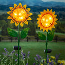 Cottage Garden Metal and Glass Solar Sunflower Garden Stake with Metal Display, 2 Asst, 12Pc
