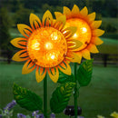 Cottage Garden Metal and Glass Solar Sunflower Garden Stake with Metal Display, 2 Asst, 12Pc