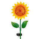 Cottage Garden Metal and Glass Solar Sunflower Garden Stake with Metal Display, 2 Asst, 12Pc