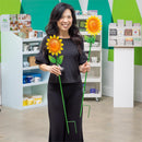 Cottage Garden Metal and Glass Solar Sunflower Garden Stake with Metal Display, 2 Asst, 12Pc