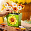 Harvest Blossoms Garden Stake, Ceramic Sunflower Plant Picks 12"H,3 Asst, 24pcs with Container