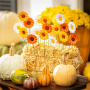 Harvest Blossoms Garden Stake, Ceramic Sunflower Plant Picks 12"H,3 Asst, 24pcs with Container