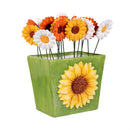 Harvest Blossoms Garden Stake, Ceramic Sunflower Plant Picks 12"H,3 Asst, 24pcs with Container