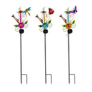 Pollinator Garden Metal Solar Chasing Light Watering Can Stake, 3 Assorted, 12PCS CDU