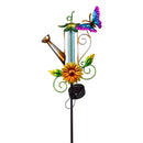 Pollinator Garden Metal Solar Chasing Light Watering Can Stake, 3 Assorted, 12PCS CDU