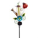 Pollinator Garden Metal Solar Chasing Light Watering Can Stake, 3 Assorted, 12PCS CDU