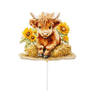 Harvest Blossoms Garden Stake,Metal Highland Cow Garden Picks with Bucket 14"H,Total 48pcs