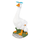 Hillside Pasture Garden Statuary, Resin Goose & Gosling, Solar, 14"H
