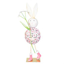 Hop Into Spring Garden Statuary, Metal Pink Hydrangea Bunny, 22.5"H