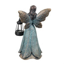 Cottage Garden Statuary, Resin Leaf Dress Fairy with Solar Lantern, 14"H