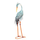Seaside Retreat Garden Statue, Metal Aqua Blue Heron Statue, Looking Down, 35"H