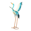 Seaside Retreat Garden Statuary, Metal Wings Up Heron, 40"H