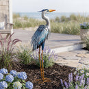 Seaside Retreat Garden Statuary, Metal Curved Neck Heron, 33"H