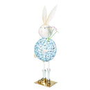 Hop Into Spring Garden Statuary, Metal Blue Hydrangea Bunny, 22.5"H
