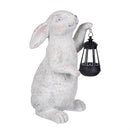 Hop Into Spring Garden Statuary, Resin Bunny with Solar Lantern, 14"H