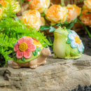 What She Shed Garden Statue, Ceramic Floral Frog & Turtle Statue, 2 Asst., 5"H