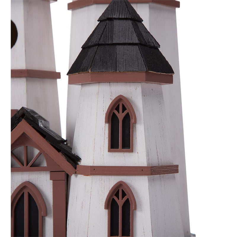 Three Tower Castle Birdhouse with Dragon Weathervane