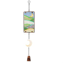 Hillside Pasture Outdoor Hanging Decor, GlD Stained Glass Sun and Moon, 2 Asst