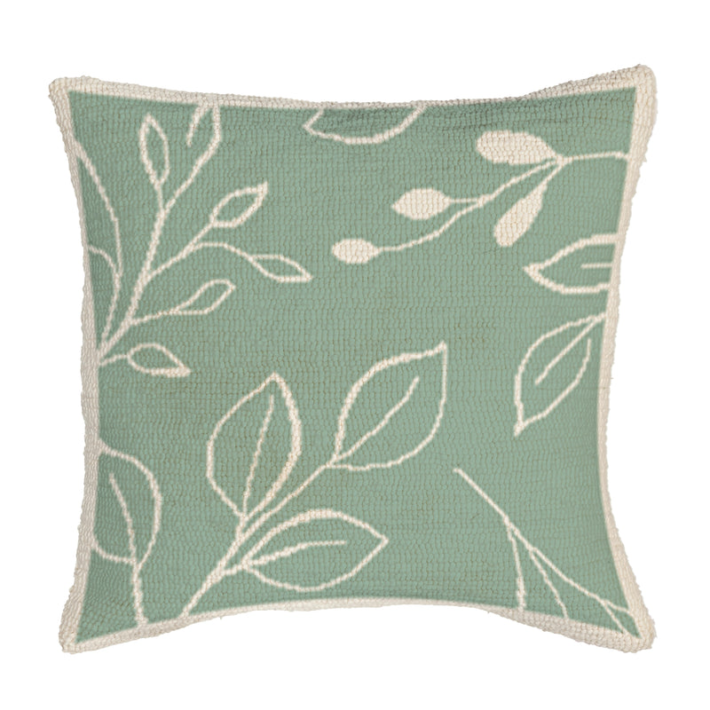 Verdant Greenery Indoor/Outdoor Hooked Pillow 18"x18"