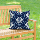 Blue Coastal Indoor/Outdoor Hooked Pillow 18"x18"