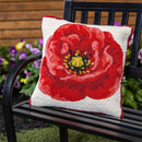 Red Poppy Indoor/Outdoor Hooked Pillow 18"x18"