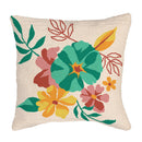 Vibrant Flowers Indoor/Outdoor Hooked Pillow 18"x18"