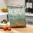 Simple Blessings Tote Foldable Compact Tote Bag, Green Floral, 15.5"L x 4.5"W x 16.5"H