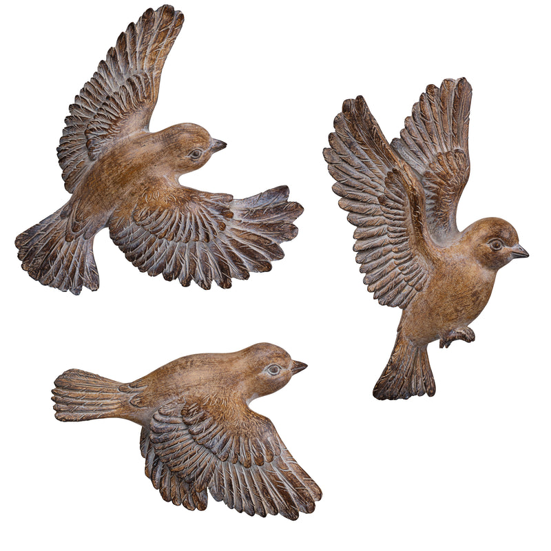 VivaStyle Indoor Wall Decor, Flying Bird Resin Wall Decor, Set of 3