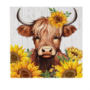 Harvest Blossom Highland Cow and SunflowersWall Decor, 12"x12"