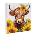 Harvest Blossom Highland Cow and SunflowersWall Decor, 12"x12"