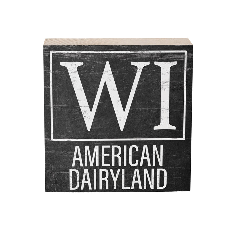 State Wooden Plock Wisconsin 6x6"