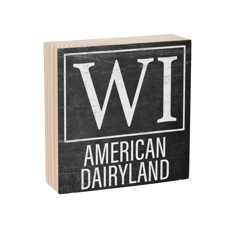 State Wooden Plock Wisconsin 6x6"