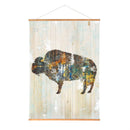 Hillside Pasture Indoor Wall Decor Canvas Tapestry, Color block Bison 52"X 36" Canvas Tapestry