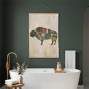 Hillside Pasture Indoor Wall Decor Canvas Tapestry, Color block Bison 36"x24" Canvas Tapestry