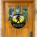 University Of Michigan Bigfoot Round Door Decor with Hanging Rope, 18x18