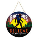 Denver Broncos Bigfoot Round Door Décor with Hanging Rope, 18x18
