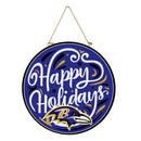 Baltimore Ravens Holiday Round Door Decor with Hanging Rope, 18x18