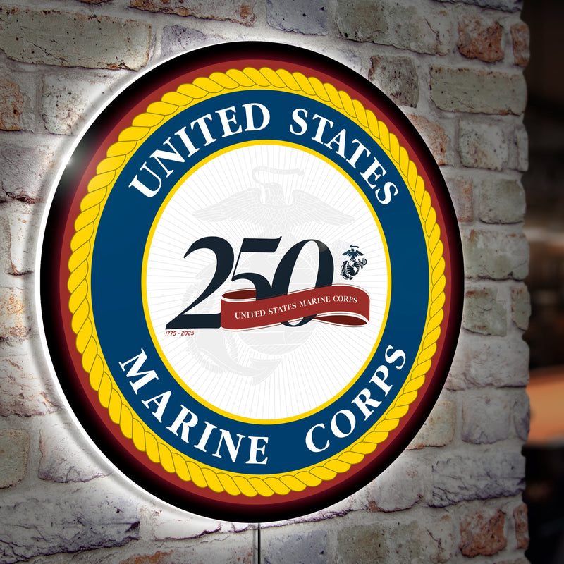 LED Wall Decor, Round, US Marine Corps, 250th Anniversary