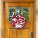 University of Arkansas Holiday Round Door Decor with Hanging Rope, 18x18