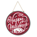 University of Arkansas Holiday Round Door Decor with Hanging Rope, 18x18
