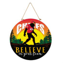 Kansas City Chiefs Bigfoot Round Door Decor with Hanging Rope, 18x18