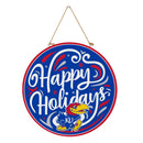 University of Kansas Holiday Round Door Decor with Hanging Rope, 18x18