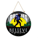 Colorado Rockies Bigfoot Round Door Décor with Hanging Rope, 18x18