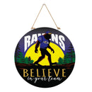 Baltimore Ravens Bigfoot Round Door Decor with Hanging Rope, 18x18