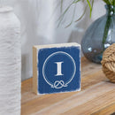 Coastal Monogram Nautical Sign Wood Block "I", 6"x6" I