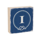 Coastal Monogram Nautical Sign Wood Block "I", 6"x6" I
